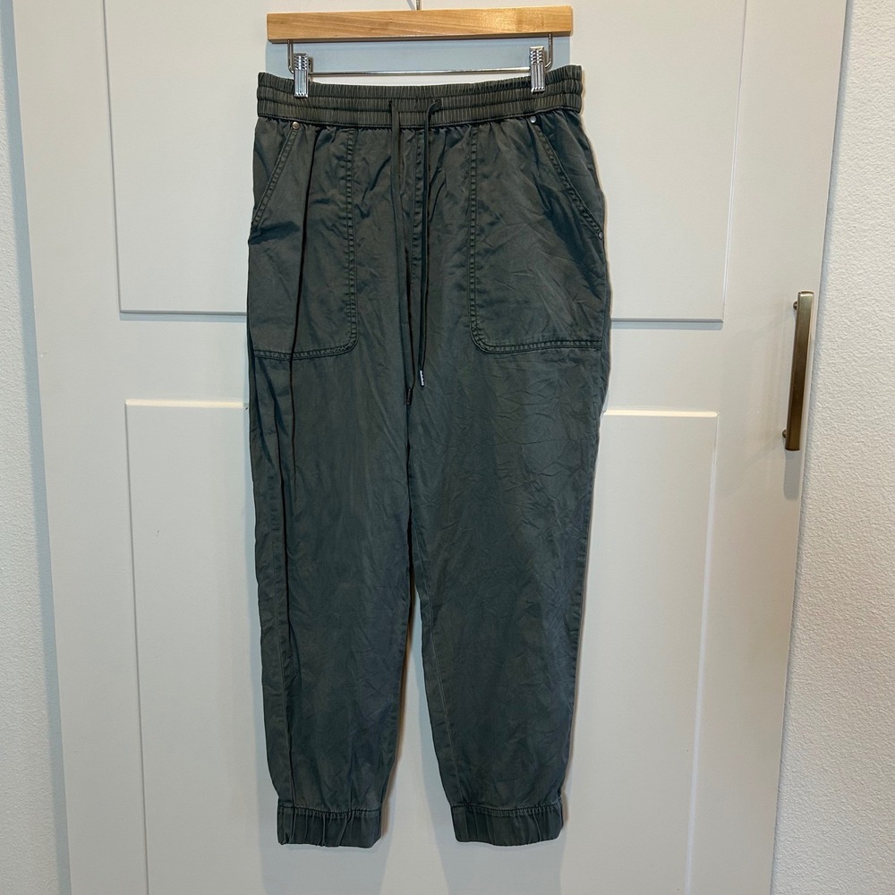 Nicole Miller‎ New York Women's Jogger Pants Olive Green Lyocell Medium Elastic